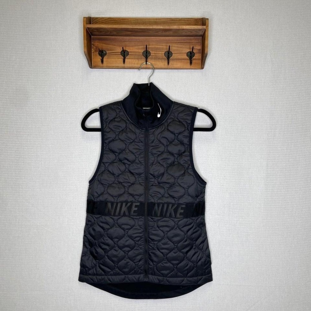 Nike Running Size XS Vest Womens‎ Black Quilted Full Zip Sleeveless Jacket